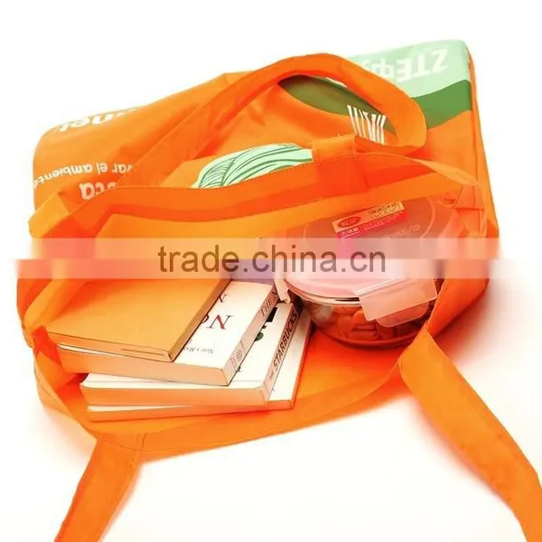 Spain Market ECO Friendly Folding Shopping Bag With Customized Logo,Waterproof Polyester Tote Bag With Long Handle photo-2