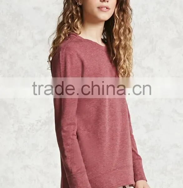 Plus Size Women Clothing 2017 High Low Fleece Solid Lightweight Knit No Hooded Sweatshirt Round Neck Super Oversized Hoodie photo-3