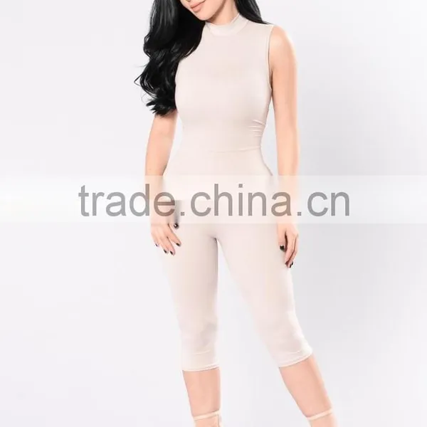 One Piece Jumpsuit Fashion New Design 95% Polyester 5% Spandex Mock Neck Knee Length Custom Made Jumpsuit photo-5