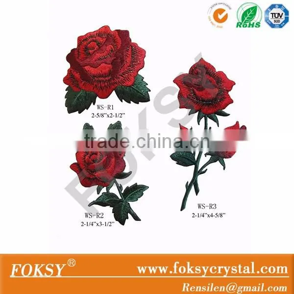 Factory Price Pink Rose Design Patches Embroidered photo-3