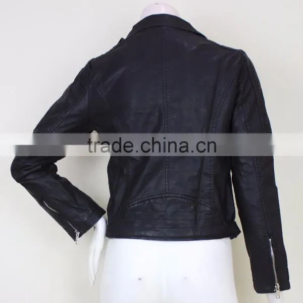2016 Wholesale Women Motocycle Jacket Cool Fashion PU Leather Jacket for Women photo-6
