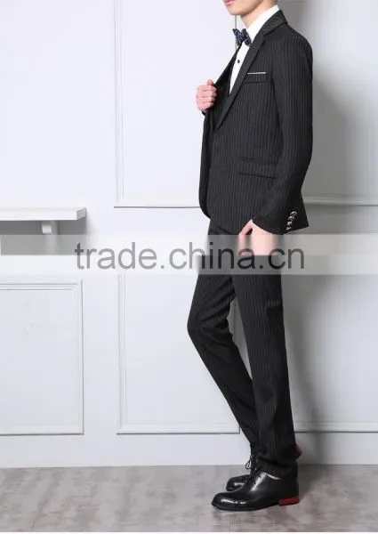 Autumn and Winter Men's Striped British Leisure Slim Fashion Business 3 Piece Suit photo-3