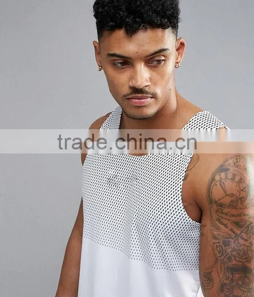 High Quality New Design Custom Grey White Color Gym Wear Comfortable 100% Polyester Micromesh Fashion Men's Sport Dry Fit Vest photo-3