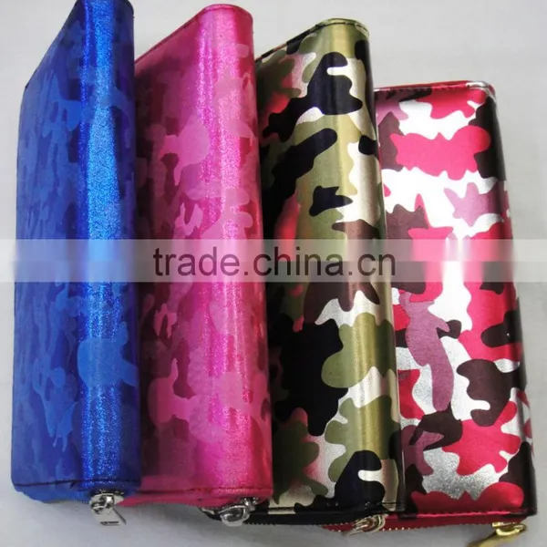New Designer pu Leather Camo Pattern Zipper Round Lady Wallet photo-3