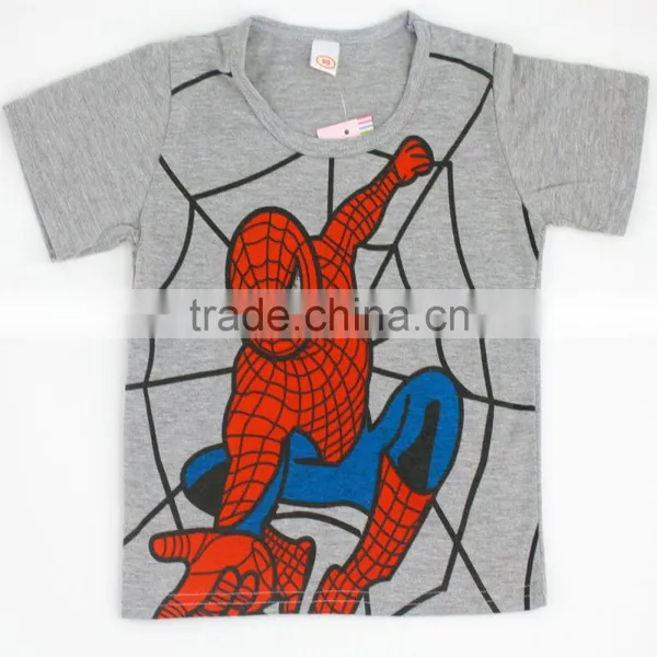 2016 New Style Cotton Spiderman Superman o Neck Short Sleeve Kids T-Shirts Cartoon Printed Children Clothes photo-5