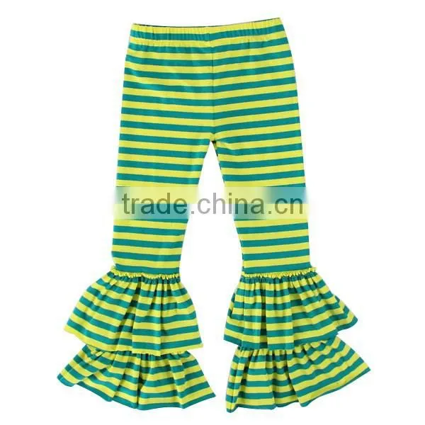 2017 Stripe Wholesale Ruffle Pants High Quality Cotton Baby Leggings Girls Summer Pants