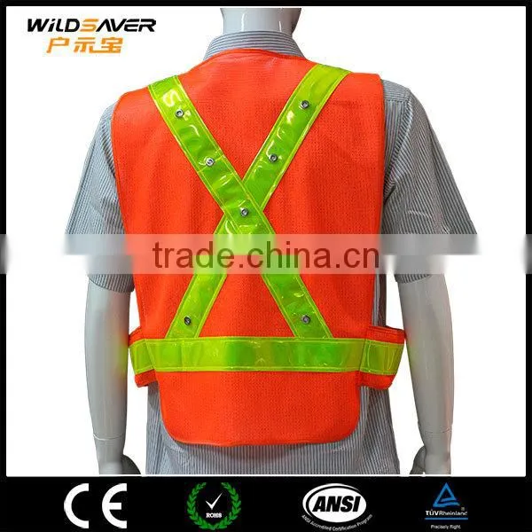 Orange Waistcoat Waterproof Relfective Workwear LED Security Shirt photo-5
