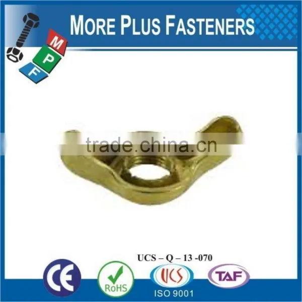 Made in Taiwan Brass Plated Coarse Thread Zinc Plating Steel Stamped Wing Nut photo-2