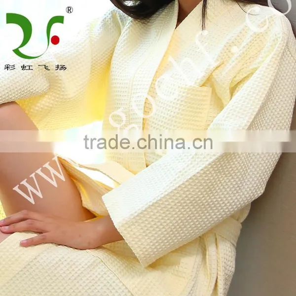 100% Cotton Sexy Light Color Women Breathable Waffle Bathrobe photo-5