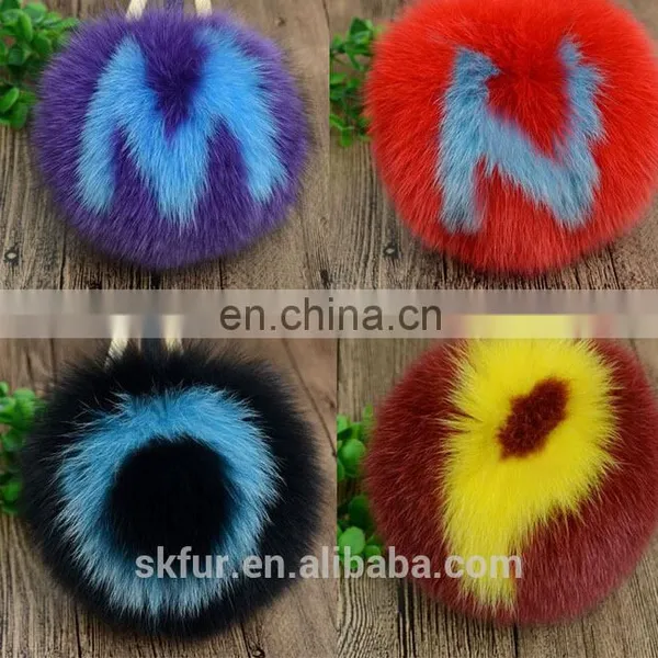 Customized Size and Colour Fox Fur Ball Key Chain photo-3