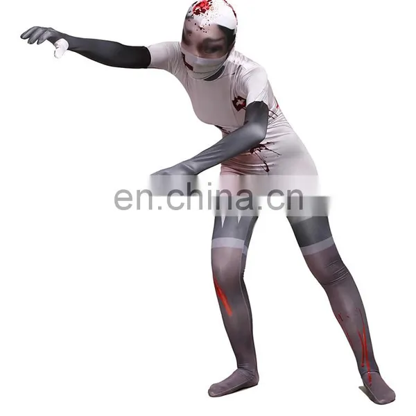 White Doctor Nurse Cosplay Costume Spandex Skin Suit photo-3
