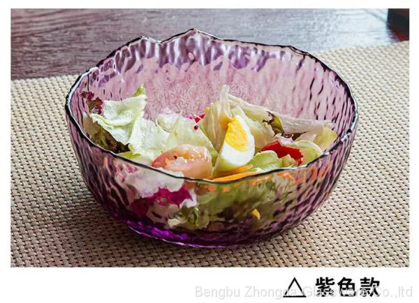 Irregularity Colored Hammer Eye Pattern Glass Bowl/Plate/Dish With 2 Size Optional photo-2