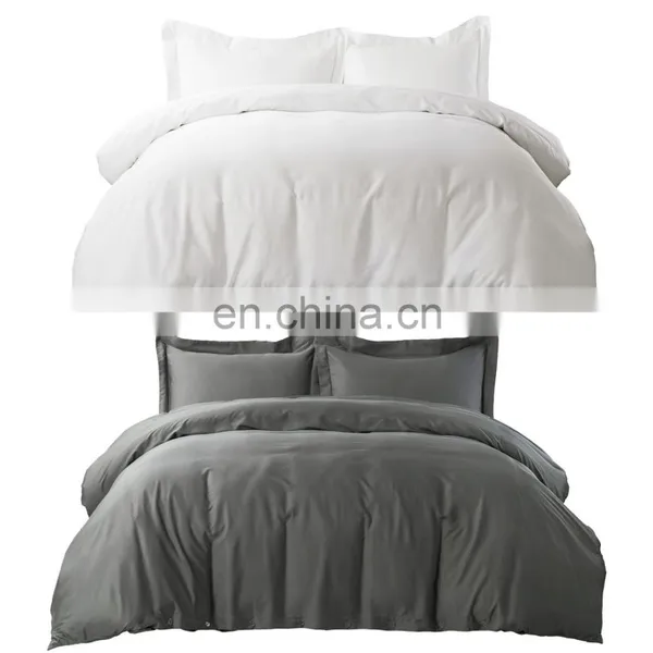 Eco-friendly Queen 400TC Water Resistant Bamboo Duvet Cover Set With Transparent Button photo-2