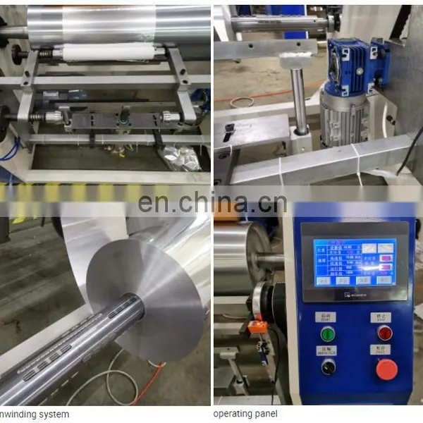 Two Shafts Aluminium Foil Household Foil PVC PE Cling Film Roll Rewinding Machine photo-5
