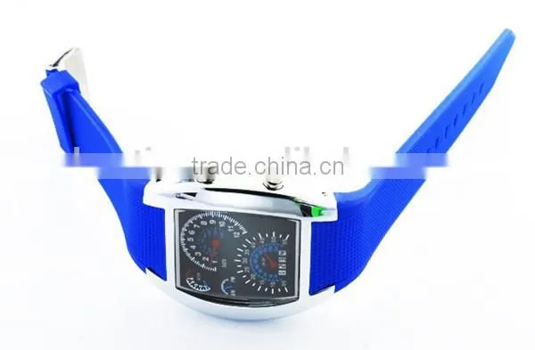 Flashing Blue Lights Silicone Flight Military Watches for Men photo-6
