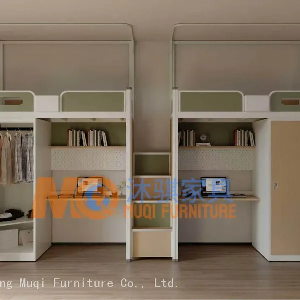 Multifunctional Metal Loft Bed With Desk, Wardrobe and Storage Staircase for Student Dormitory