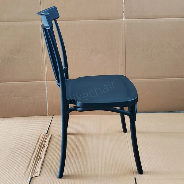 Stackable Plastic Chairs Vertical Slatted Backrest for Restaurant Cafe Garden Patio Dining Use photo-4