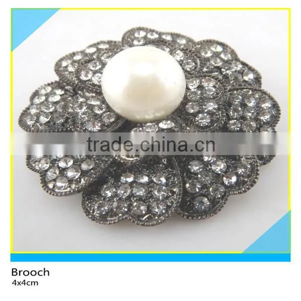 Grey Rhinestone Brooch Special Design for Jacket Decoration 5.5x9cm photo-2