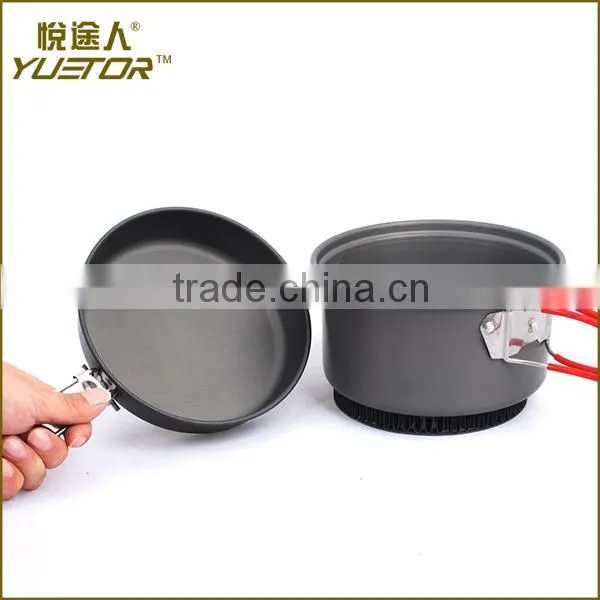 Compact Foldable Outdoor Camping Hiking Cookware Backpacking Cooking Picnic Pot Pan Bowl Set With Mesh Bag photo-4