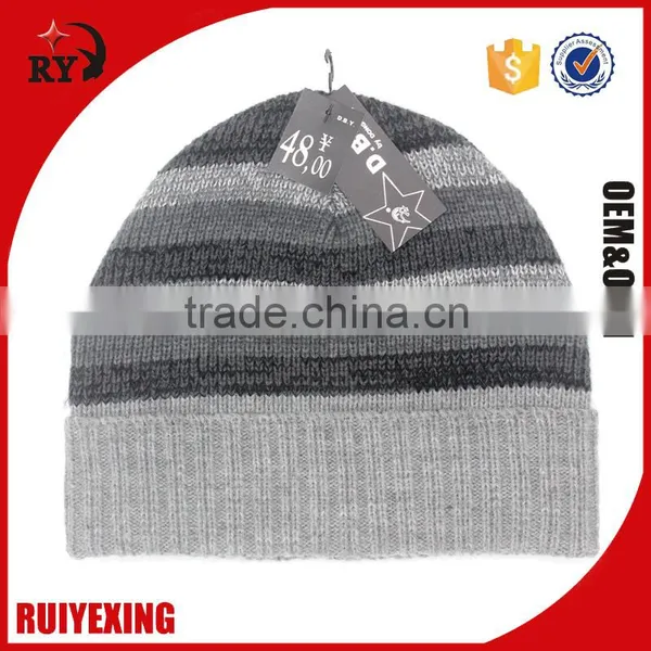 black custom knitted beanie hat for men