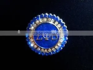 Wholesale Vnistar Zeta Style Disk Shap Lapel Sorority Round Stone Brooch Pin in Normal Size High Quality