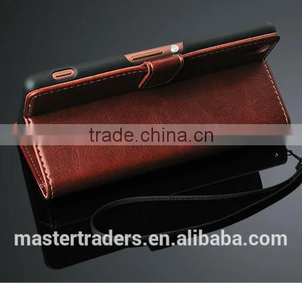 Original Fashion 64 Grain Stand Holder Wallet Flip PU Leather Case For Sony Z3 MT-3102 photo-5