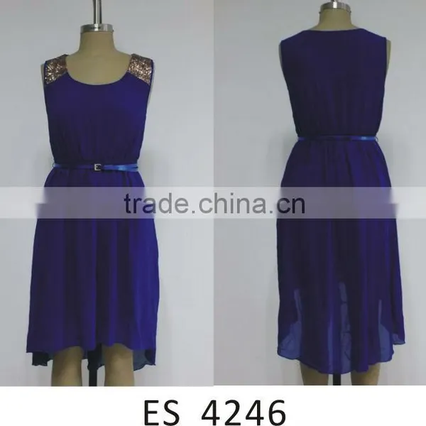 Ladies sleeveless chiffon sequin dress