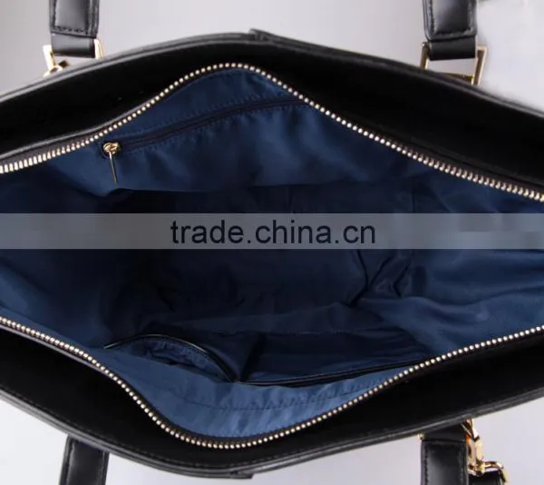 3648 Black Sturdy Shape PU Simple Modern Design Tote Bag Leather With a Long Shoulder Strap photo-5