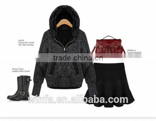 Autumn or Winter Pure Cashmere Basic Oversize Women's Cape Knit Top Batwing Cardigan Sweater Coat Black photo-2