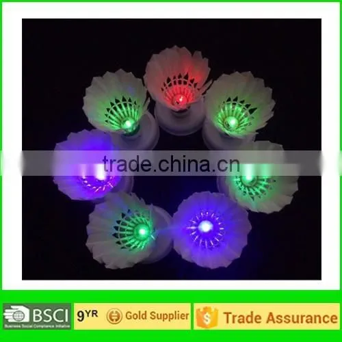 PU Cock flashing lighted/ Shining Duck Feather Shuttlecock/LED Badminton Shuttlecock