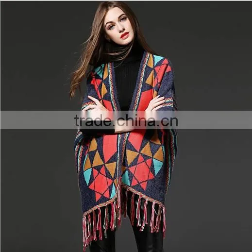 2016 Sunday Angora Yarns Women Bohemian Hooded Coat Cape Poncho Shawl Scarf Quality Choice