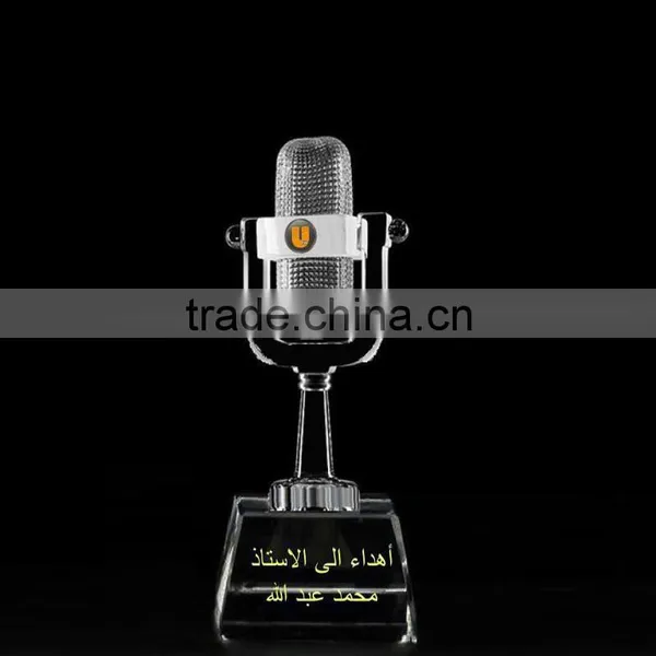Microphone Trophy TV Show Competetion Award With Flag Engraving K9 Crystal Eurovision Song Contest Eurovision Trophy Quality Choice photo-3