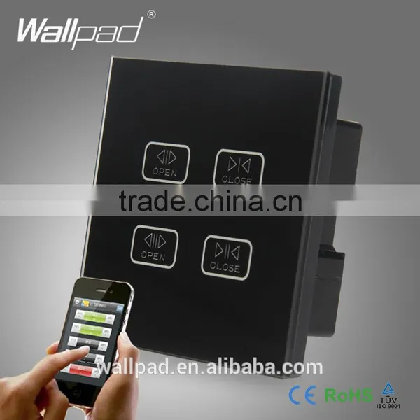 4 Gang WIIFI Curtain Switch Wallpad Black Glass 4 Gang 2 Way WIF Remote Controlled Touch Double Shutter Blinder Wall Switches Quality Choice