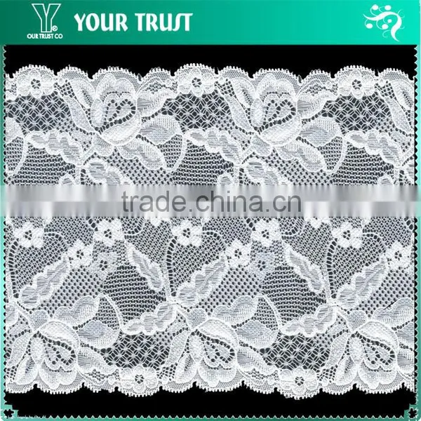 Width 13.8 Centimeter Light Yellow Stretch Trimming Spandex Jacquard Elastic Lace photo-2