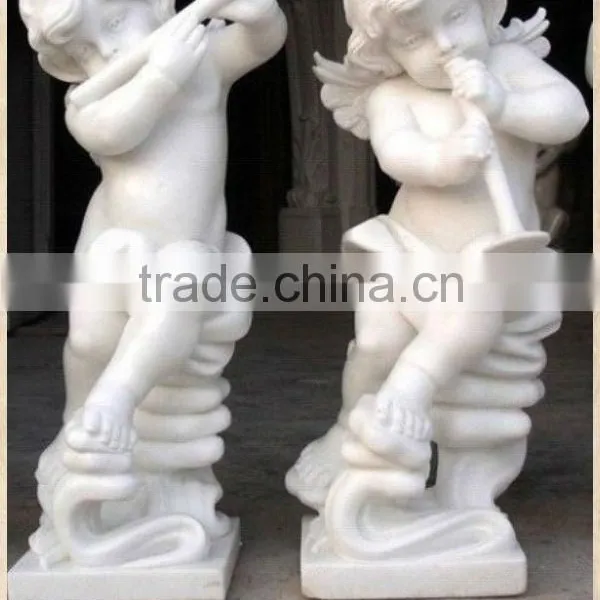 Interior Angel Statues Carved White Marble Sculptures