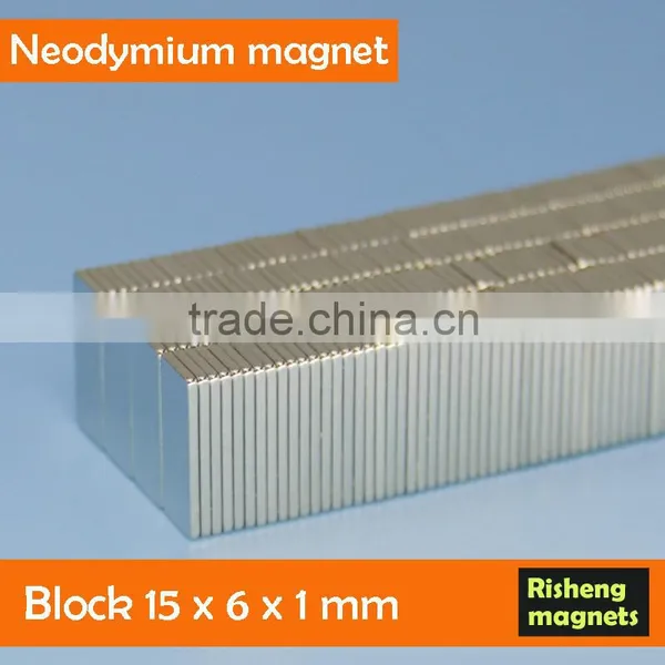 Sintered Neodymium Bolck 15x6x1mm Ndfeb Magnet