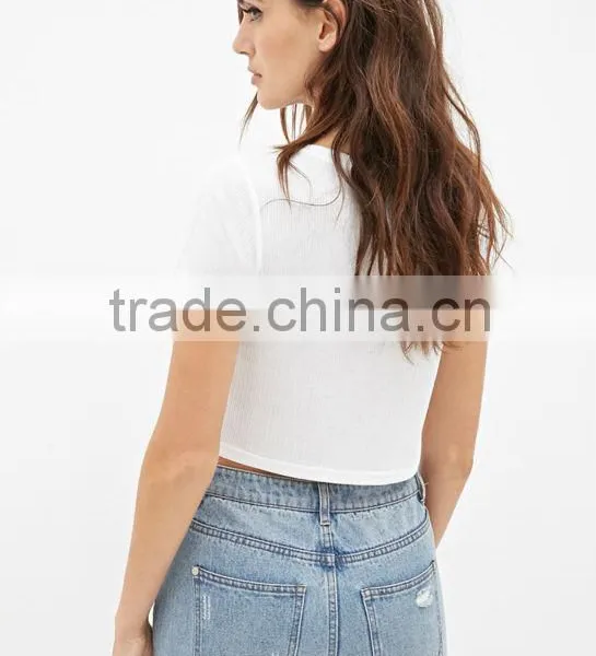 100% Cotton Printed Ribbed Tee Custom t Shirt photo-4
