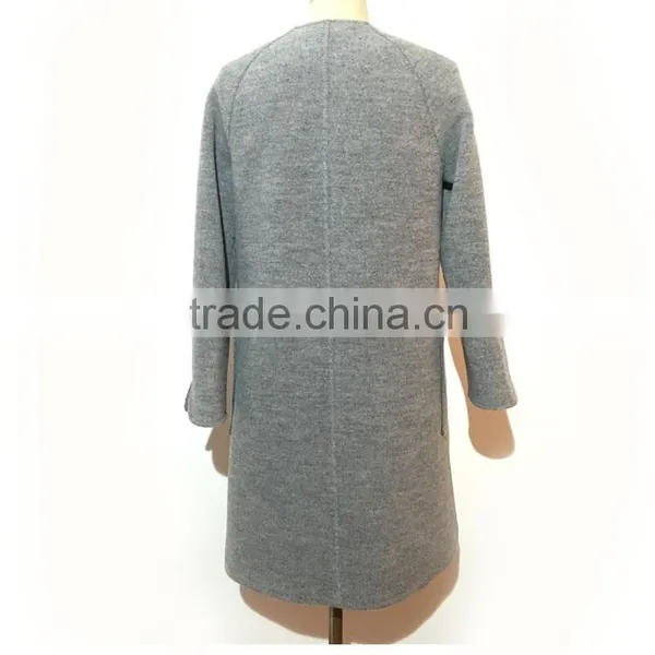 2016 AW Woolen Garment Customized Woman Ladies Fashion Collarless Slim Fit photo-2