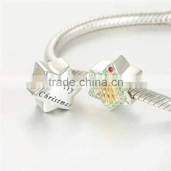 2016 European DIY Merry Christmas Logo 925 Silver Zircon Charm Bracelet photo-3