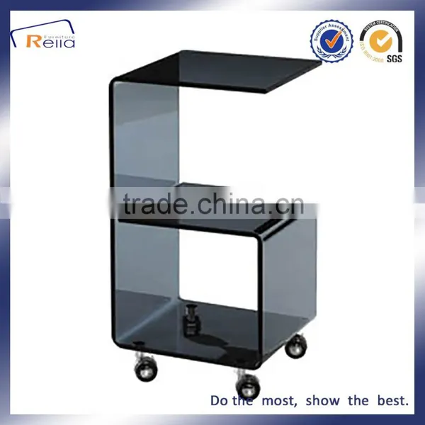 Chinese Factory Tempered Glass Acrylic Coffee Table With Wheels photo-2