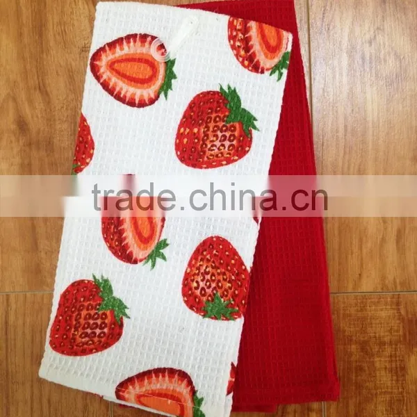 One Pcs Solid and One Pcs Printed Yarn Dye Tea Towel photo-3