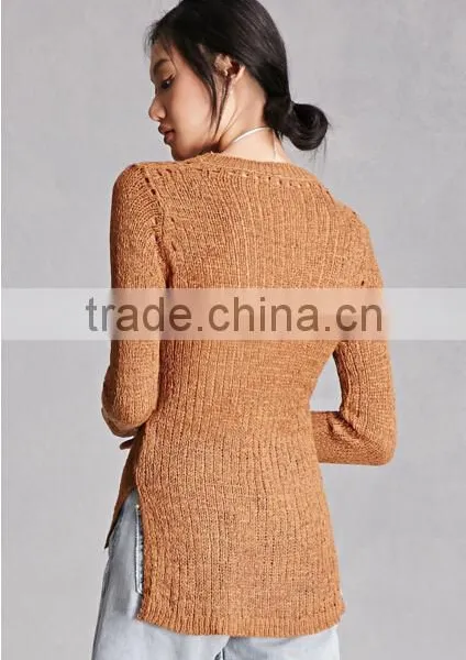 Guangzhou Factory Manufacturer Fashion Hollow Irregular Hem New Design Girls Sweaters 2016 Custom photo-2