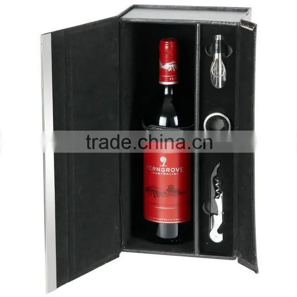 Factory Wholesale Custom Luxury Single Bottled Wine Box, Leather Black Beautiful Gift Box photo-3