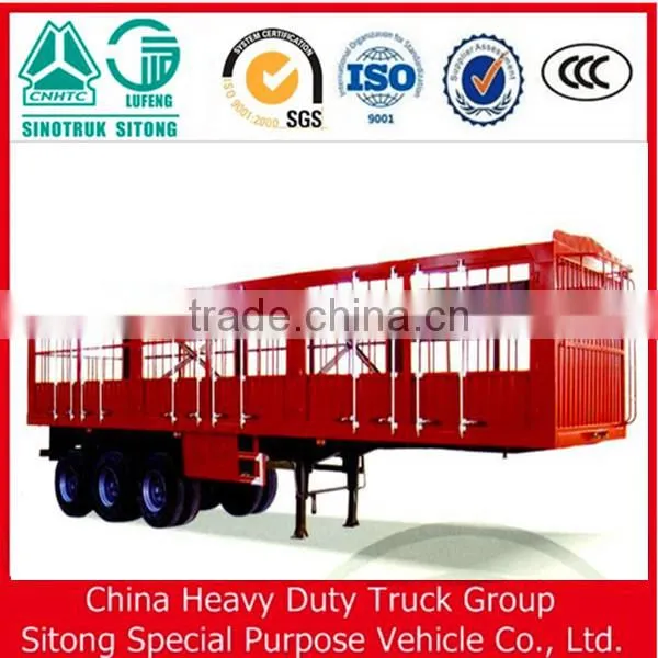 Tri- Axles Fenced Semi Trailer for Livestock / Cow / Cattle Transportation photo-2
