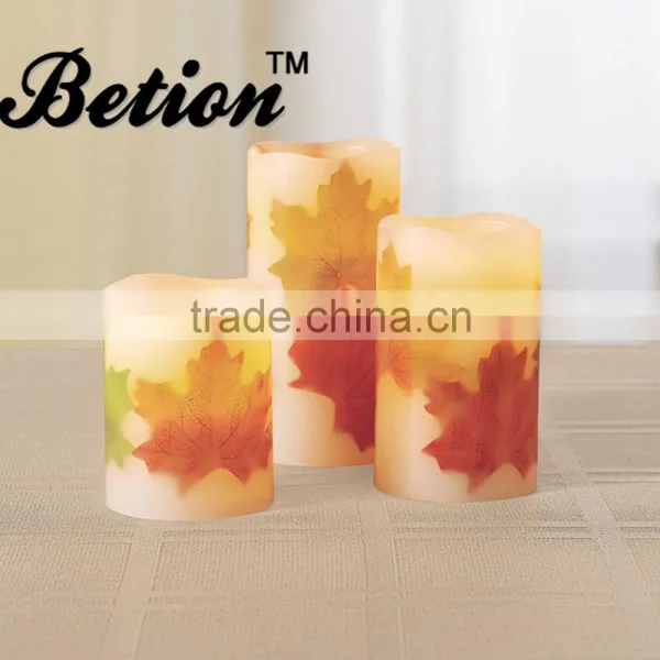 Flameless LED Candle 3-Piece Flameless LED Harvest Pillar Candles Set photo-2