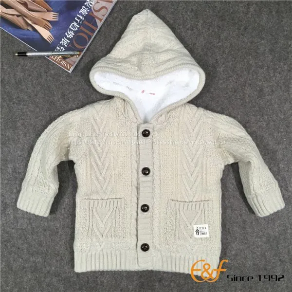 Boy Hoodie Cardigan Sweater With Lining and Pockets