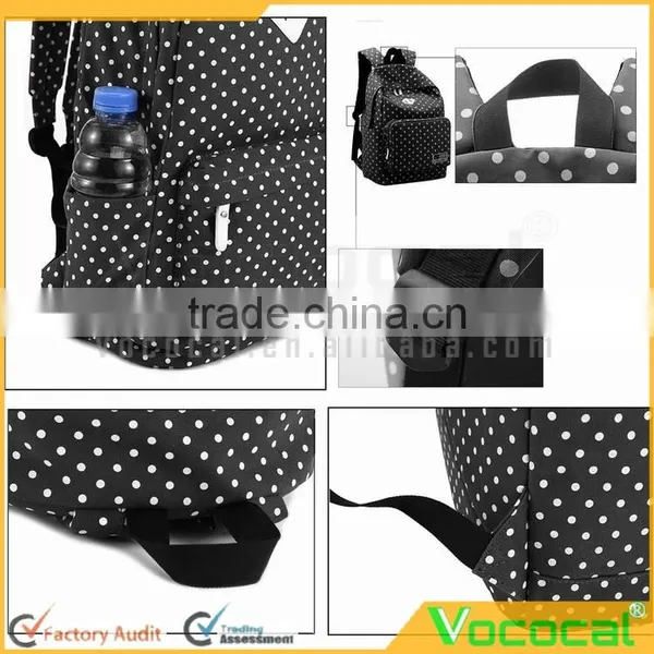 Cute Polka Dot Women Canvas Backpack Satchel Rucksack Schoolbag Leisure Travel Shoulder Bag photo-3