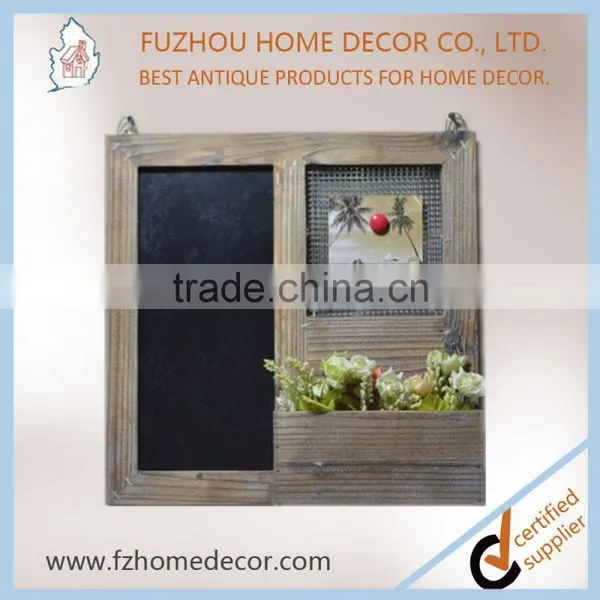 Hot Selling Vintage Wooden Wall Black Board With Shelf and Hooks Decor photo-3