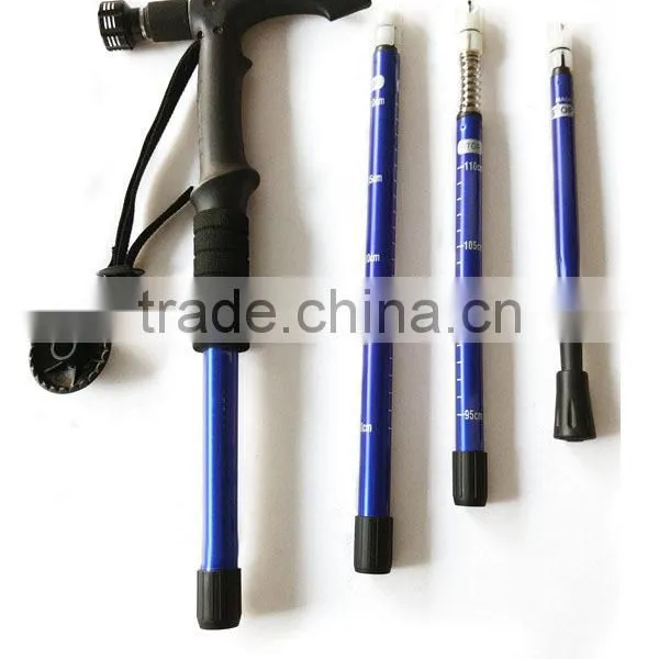 Retractable Walking Cane With Flashlight 5 LED, Aluminum 7075, 4 Sections, SZ19003 photo-2