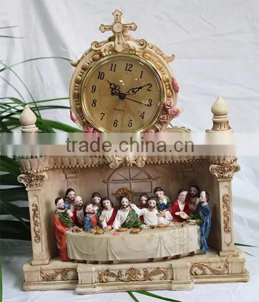Religious Theme The Last Supper Jesus Statue Table Clock photo-2